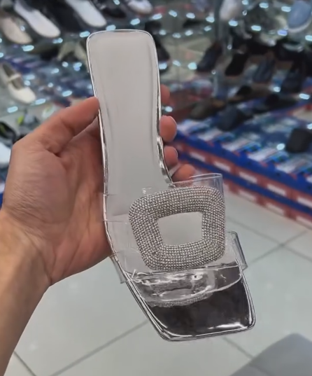 Ladies' Minimalist Transparent Strap Kitten Heel Backless Slides