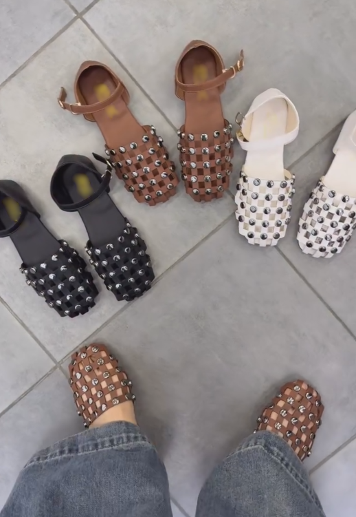 Ladies' Lattice Studded Platform Slingback Fisherman Sandals