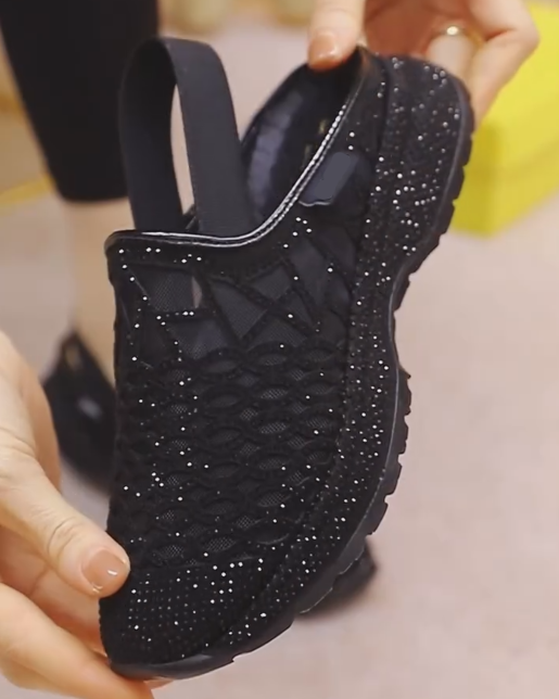 Ladies' Mesh Rhinestone Convertible Slingback Walking Shoes