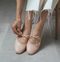Ladies' Bow Detail Crisscross Strap Square-Toe Mary Jane Flats