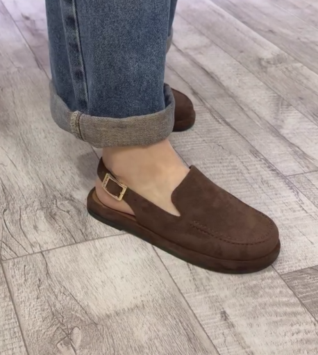 Ladies' Suede Convertible Slingback Platform Loafers