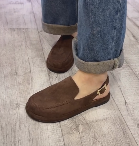 Ladies' Suede Convertible Slingback Platform Loafers