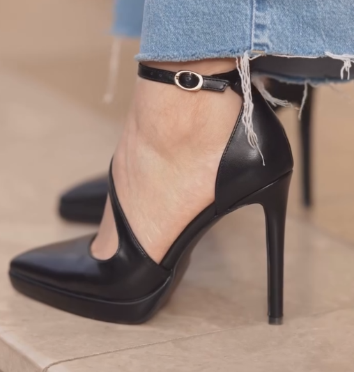 Ladies' Pointed-Toe Platform Stiletto Heel Ankle Strap Pumps