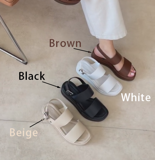 Ladies' Open-Toe Adjustable Buckle Casual Wedge Sandals