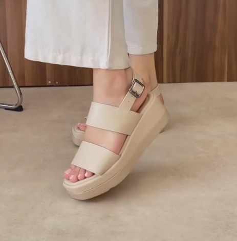 Ladies' Open-Toe Adjustable Buckle Casual Wedge Sandals