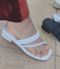 Ladies' Clear Strap Double Band Low Heel Slide Sandals