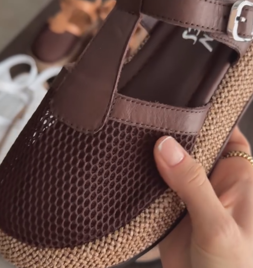 Ladies' Mesh T-Strap Espadrille Wedge Slingback Sandals