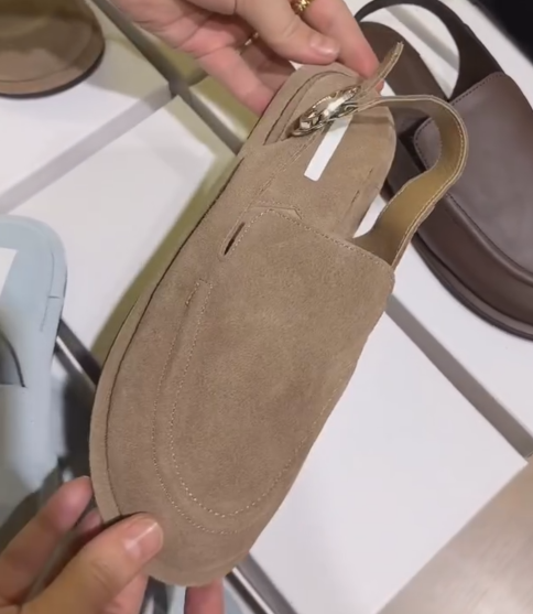 Ladies' Suede Adjustable Buckle Slingback Loafer Mules