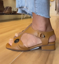 Women's Comfort Leather Peep-Toe Slingback Sandals
