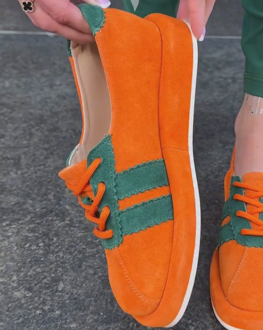 Women's Retro Color-Block Lace-Up Soft Sole Walking Shoes