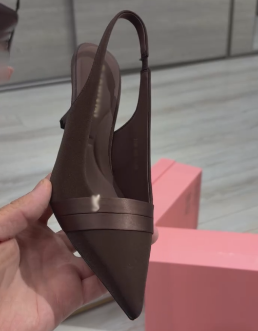 Women's Pointed Toe Slingback Kitten Heel Pumps