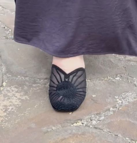 Ladies' Art Deco Inspired Embellished Mesh Heeled Mules