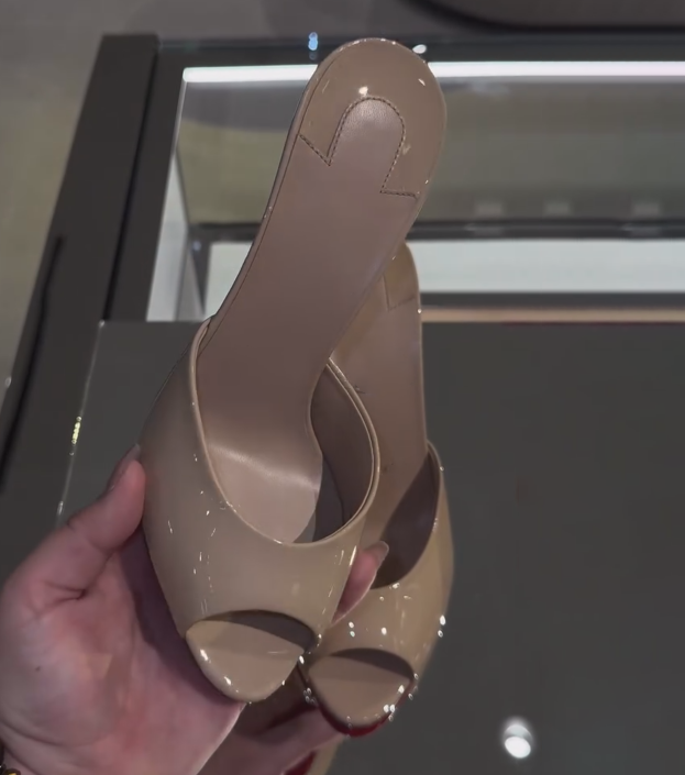 Ladies' Slip-On High Heel Mules with Red Sole Detail