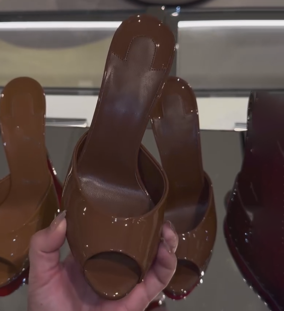 Ladies' Slip-On High Heel Mules with Red Sole Detail