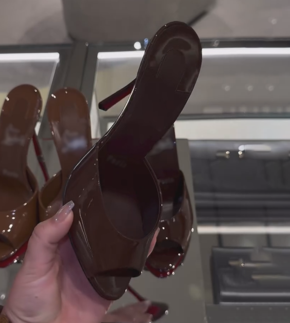 Ladies' Slip-On High Heel Mules with Red Sole Detail
