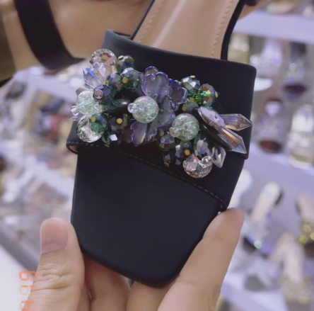Ladies' Embellished Square-Toe Low-Heel Mules