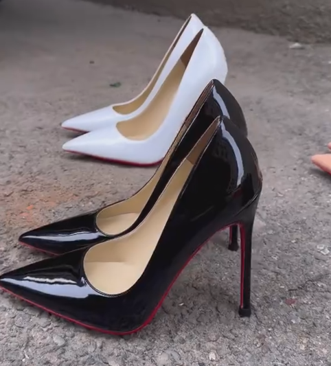 Ladies' Red Sole Patent Pointed-Toe Stiletto Heels