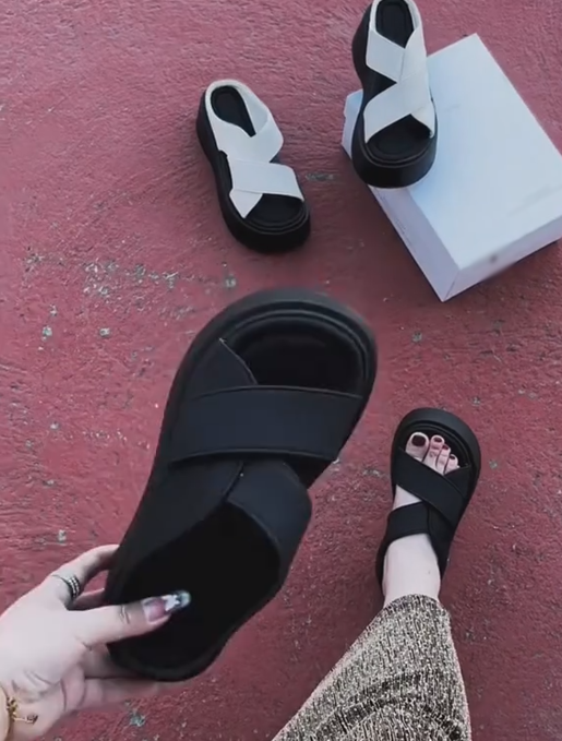 Ladies' Casual Chunky Sole Open-Toe Slides
