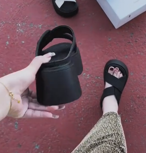 Ladies' Casual Chunky Sole Open-Toe Slides