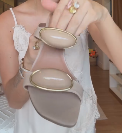 Ladies' Two-Strap Ornamented Heeled Slides