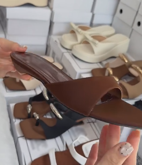 Minimalist Solid Color Open-Toe Flat Mules