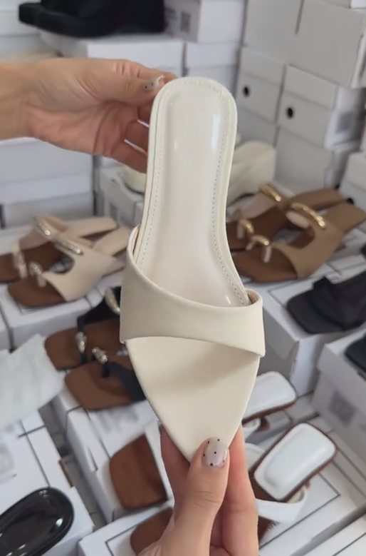 Minimalist Solid Color Open-Toe Flat Mules