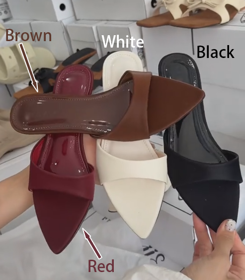 Minimalist Solid Color Open-Toe Flat Mules