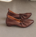 Vintage-Inspired Beaded Pointed Toe Leather Flats