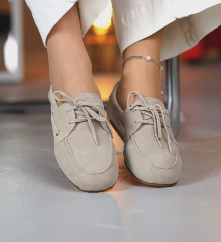 Ladies' Suede Lace-Up Boat Shoes