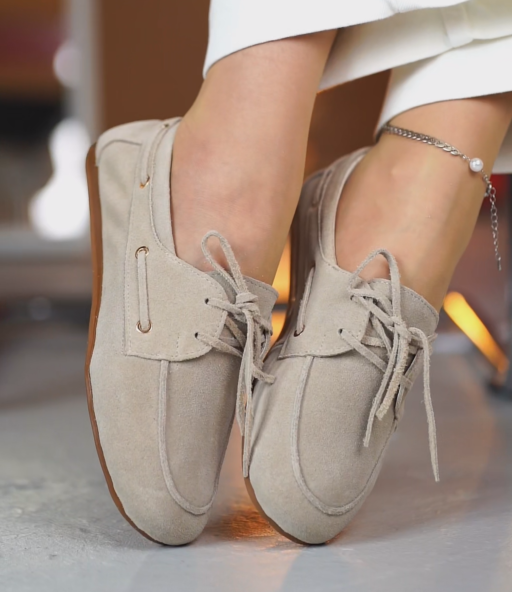 Ladies' Suede Lace-Up Boat Shoes