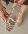 Macramé Woven Mesh Slingback Mary Jane Heels