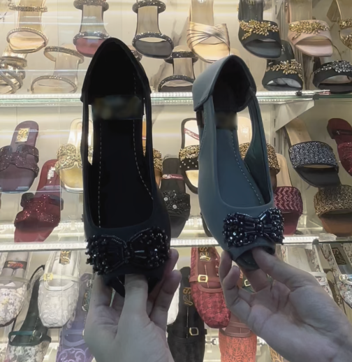 Ladies Beaded Bow Peep-Toe Slingback Sandals