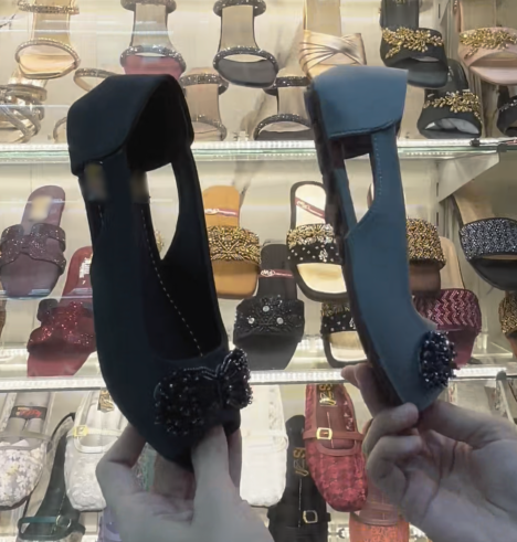 Ladies Beaded Bow Peep-Toe Slingback Sandals