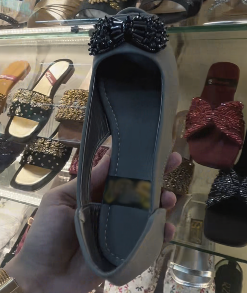 Ladies Beaded Bow Peep-Toe Slingback Sandals
