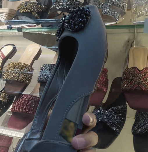 Ladies Beaded Bow Peep-Toe Slingback Sandals