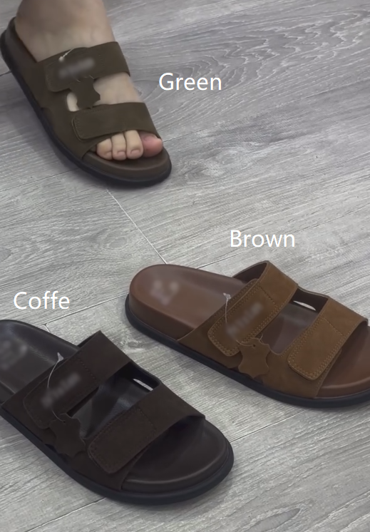 Ladies Adjustable Dual Strap Suede Slide Sandals