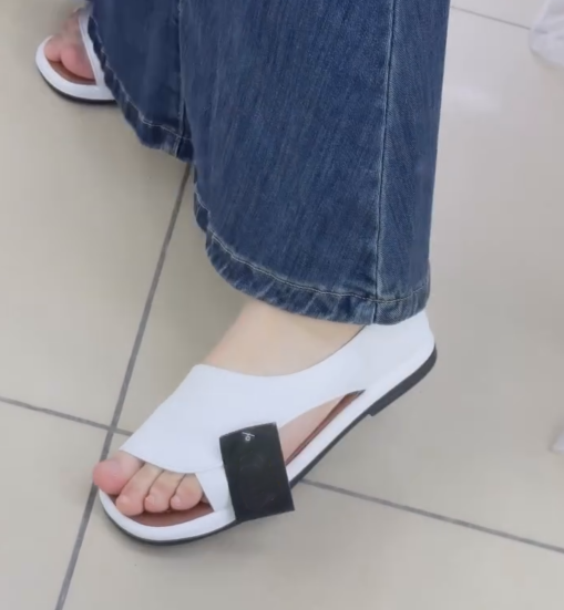 Ladies' Asymmetrical Cutout Flat Slide Sandals