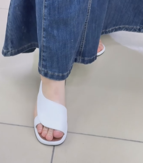 Ladies' Asymmetrical Cutout Flat Slide Sandals