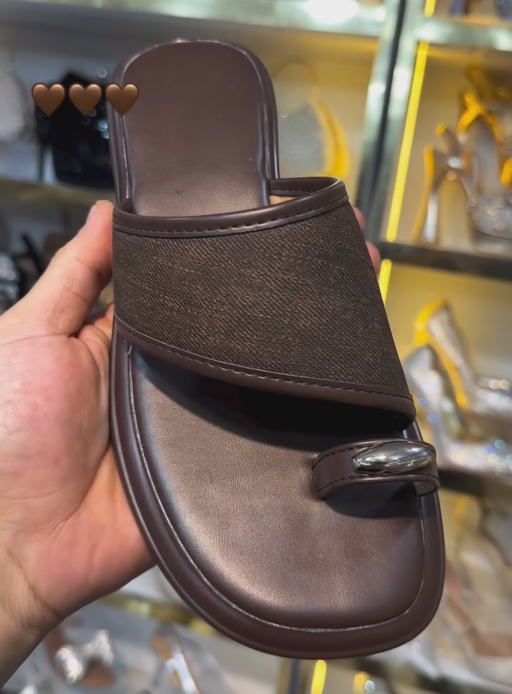 Ladies' Linen & Leather Toe-Loop Slide Sandals