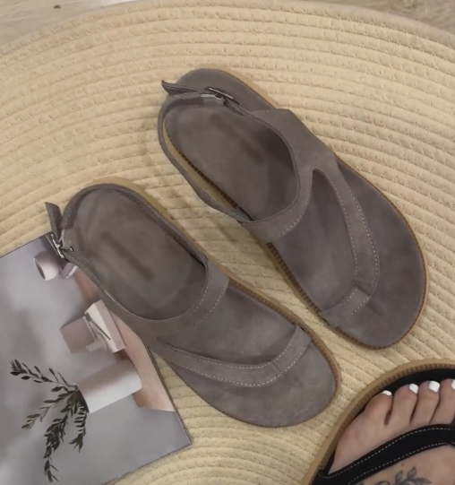 Ladies' Suede Toe-Loop Slingback Sandals