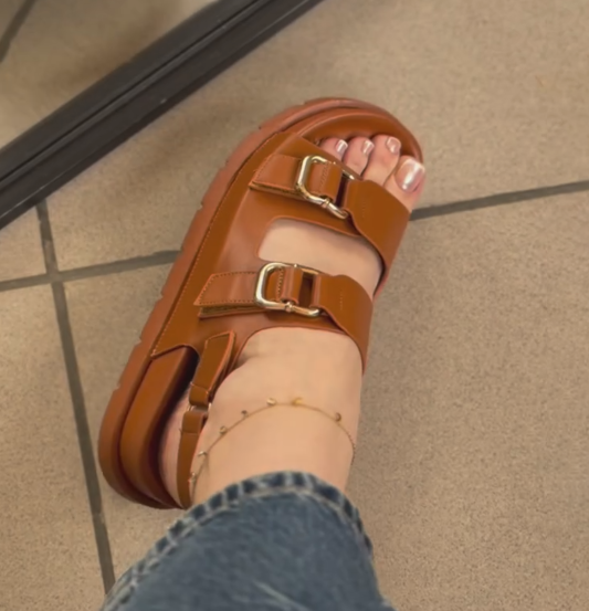 Ladies' Double Buckle Platform Sandals