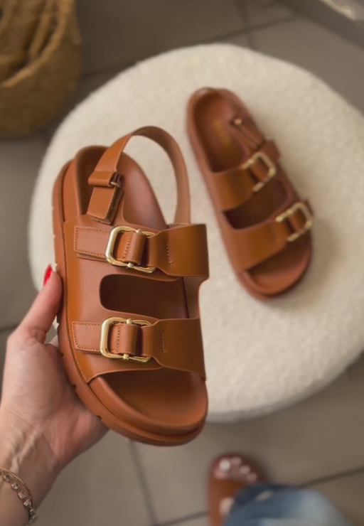 Ladies' Double Buckle Platform Sandals