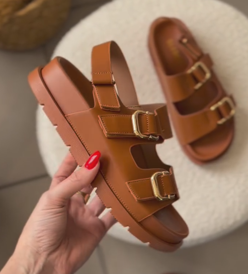 Ladies' Double Buckle Platform Sandals