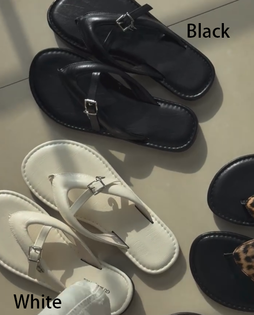 Ladies' Buckle Detail T-Strap Flip Flops