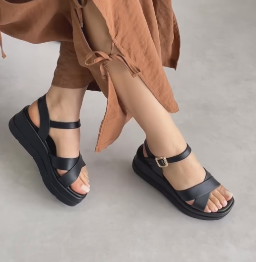 Ladies' Crisscross Strap Platform Wedge Sandals