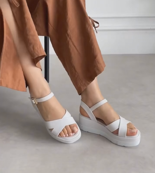 Ladies' Crisscross Strap Platform Wedge Sandals