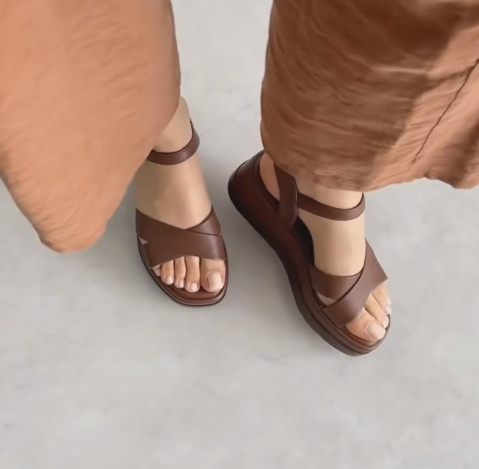 Ladies' Crisscross Strap Platform Wedge Sandals