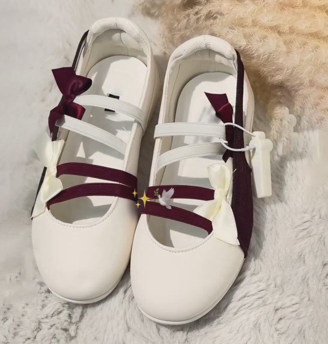 Ladies' Ballet-Inspired Bow & Lace Mary Jane Flats