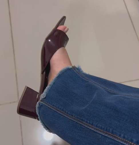 Women's Patent Leather Pointed-Toe Block Heel Mule Sandals