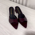 Women's Patent Leather Pointed-Toe Block Heel Mule Sandals